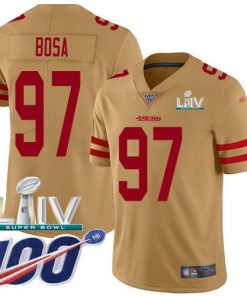 Nike 49ers #97 Nick Bosa Gold Super Bowl LIV 2020 Men's Stitched NFL Limited Inverted Legend 100th Season Jersey