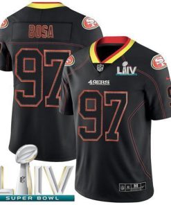 Nike 49ers #97 Nick Bosa Lights Out Black Super Bowl LIV 2020 Men's Stitched NFL Limited Rush Jersey