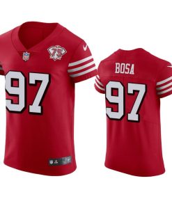 Nike 49ers #97 Nick Bosa Red Rush Men's 75th Anniversary Stitched NFL Vapor Untouchable Elite Jersey
