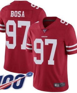 Nike 49ers #97 Nick Bosa Red Team Color Men's Stitched NFL 100th Season Vapor Limited Jersey