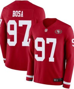 Nike 49ers #97 Nick Bosa Red Team Color Men's Stitched NFL Limited Therma Long Sleeve Jersey
