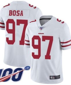 Nike 49ers #97 Nick Bosa White Men's Stitched NFL 100th Season Vapor Limited Jersey