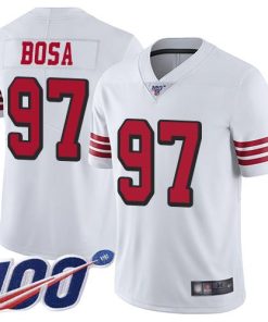 Nike 49ers #97 Nick Bosa White Rush Men's Stitched NFL Limited 100th Season Jersey