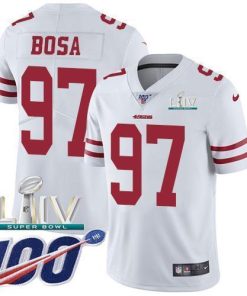 Nike 49ers #97 Nick Bosa White Super Bowl LIV 2020 Men's Stitched NFL 100th Season Vapor Limited Jersey