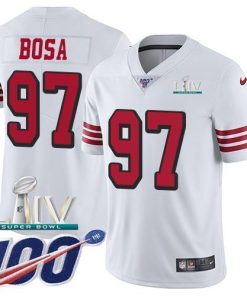 Nike 49ers #97 Nick Bosa White Super Bowl LIV 2020 Rush Men's Stitched NFL Limited 100th Season Jersey