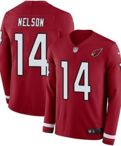 Nike Arizona Cardinals #14 J.J. Nelson Red Team Color Men's Stitched NFL Limited Therma Long Sleeve Jersey Men's