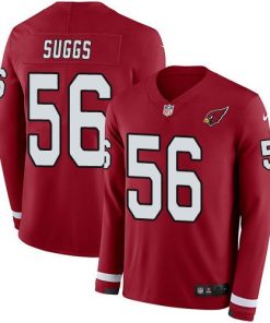 Nike Arizona Cardinals #56 Terrell Suggs Red Team Color Men's Stitched NFL Limited Therma Long Sleeve Jersey Men's