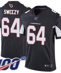 Nike Arizona Cardinals #64 J.R. Sweezy Black Alternate Men's Stitched NFL 100th Season Vapor Limited Jersey Men's