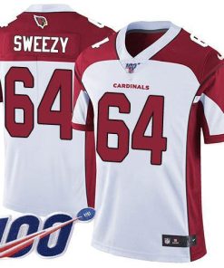 Nike Arizona Cardinals #64 J.R. Sweezy White Men's Stitched NFL 100th Season Vapor Limited Jersey Men's