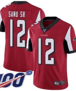 Nike Atlanta Falcons #12 Mohamed Sanu Sr Red Team Color Men's Stitched NFL 100th Season Vapor Limited Jersey Men's