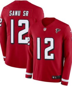 Nike Atlanta Falcons #12 Mohamed Sanu Sr Red Team Color Men's Stitched NFL Limited Therma Long Sleeve Jersey Men's