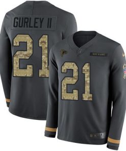 Nike Atlanta Falcons #21 Todd Gurley II Anthracite Salute to Service Men's Stitched NFL Limited Therma Long Sleeve Jersey Men's