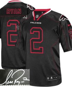 Nike Atlanta Falcons #2 Matt Ryan Lights Out Black Men's Stitched NFL Elite Autographed Jersey Men's