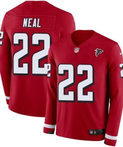 Nike Atlanta Falcons #22 Keanu Neal Red Team Color Men's Stitched NFL Limited Therma Long Sleeve Jersey Men's