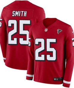 Nike Atlanta Falcons #25 Ito Smith Red Team Color Men's Stitched NFL Limited Therma Long Sleeve Jersey Men's