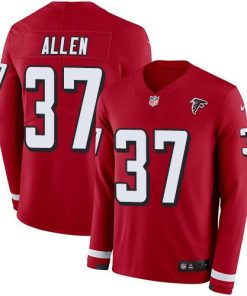 Nike Atlanta Falcons #37 Ricardo Allen Red Team Color Men's Stitched NFL Limited Therma Long Sleeve Jersey Men's