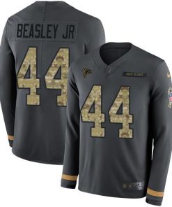 Nike Atlanta Falcons #44 Vic Beasley Jr Anthracite Salute to Service Men's Stitched NFL Limited Therma Long Sleeve Jersey Men's