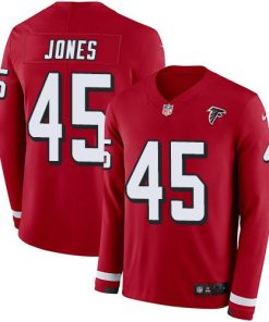 Nike Atlanta Falcons #45 Deion Jones Red Team Color Men's Stitched NFL Limited Therma Long Sleeve Jersey Men's