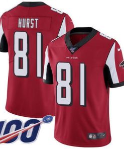 Nike Atlanta Falcons #81 Hayden Hurst Red Team Color Men's Stitched NFL 100th Season Vapor Untouchable Limited Jersey Men's