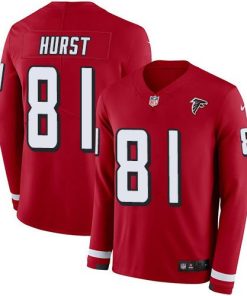 Nike Atlanta Falcons #81 Hayden Hurst Red Team Color Men's Stitched NFL Limited Therma Long Sleeve Jersey Men's