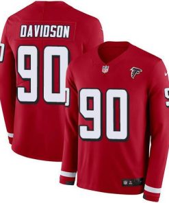Nike Atlanta Falcons #90 Marlon Davidson Red Team Color Men's Stitched NFL Limited Therma Long Sleeve Jersey Men's