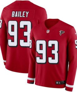 Nike Atlanta Falcons #93 Allen Bailey Red Team Color Men's Stitched NFL Limited Therma Long Sleeve Jersey Men's