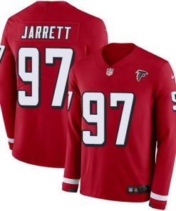Nike Atlanta Falcons #97 Grady Jarrett Red Team Color Men's Stitched NFL Limited Therma Long Sleeve Jersey Men's