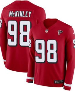 Nike Atlanta Falcons #98 Takkarist McKinley Red Team Color Men's Stitched NFL Limited Therma Long Sleeve Jersey Men's