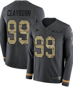 Nike Atlanta Falcons #99 Adrian Clayborn Anthracite Salute to Service Men's Stitched NFL Limited Therma Long Sleeve Jersey Men's