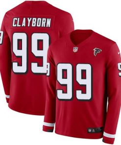 Nike Atlanta Falcons #99 Adrian Clayborn Red Team Color Men's Stitched NFL Limited Therma Long Sleeve Jersey Men's