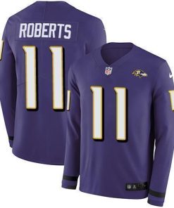 Nike Baltimore Ravens #11 Seth Roberts Purple Team Color Men's Stitched NFL Limited Therma Long Sleeve Jersey Men's