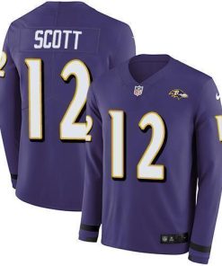 Nike Baltimore Ravens #12 Jaleel Scott Purple Team Color Men's Stitched NFL Limited Therma Long Sleeve Jersey Men's