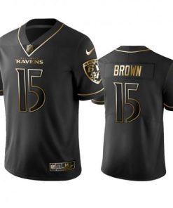 Nike Baltimore Ravens #15 Marquise Brown Black Golden Limited Edition Stitched NFL Jersey Men's