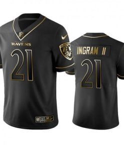 Nike Baltimore Ravens #21 Mark Ingram II Black Golden Limited Edition Stitched NFL Jersey Men's