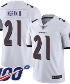 Nike Baltimore Ravens #21 Mark Ingram II White Men's Stitched NFL 100th Season Vapor Limited Jersey Men's