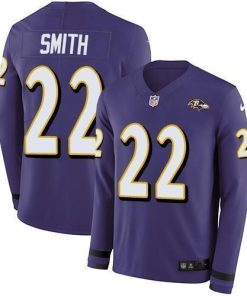 Nike Baltimore Ravens #22 Jimmy Smith Purple Team Color Men's Stitched NFL Limited Therma Long Sleeve Jersey Men's