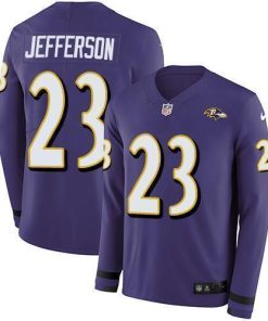 Nike Baltimore Ravens #23 Tony Jefferson Purple Team Color Men's Stitched NFL Limited Therma Long Sleeve Jersey Men's