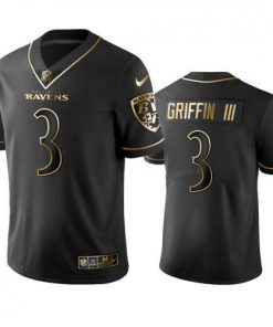 Nike Baltimore Ravens #3 Robert Griffin III Black Golden Limited Edition Stitched NFL Jersey Men's