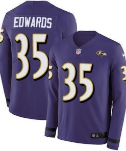 Nike Baltimore Ravens #35 Gus Edwards Purple Team Color Men's Stitched NFL Limited Therma Long Sleeve Jersey Men's