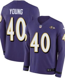 Nike Baltimore Ravens #40 Kenny Young Purple Team Color Men's Stitched NFL Limited Therma Long Sleeve Jersey Men's