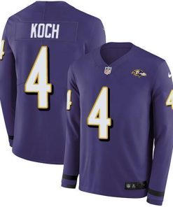 Nike Baltimore Ravens #4 Sam Koch Purple Team Color Men's Stitched NFL Limited Therma Long Sleeve Jersey Men's