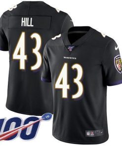 Nike Baltimore Ravens #43 Justice Hill Black Alternate Men's Stitched NFL 100th Season Vapor Untouchable Limited Jersey Men's