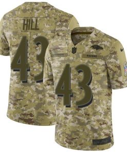 Nike Baltimore Ravens #43 Justice Hill Camo Men's Stitched NFL Limited 2018 Salute To Service Jersey Men's