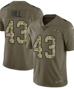 Nike Baltimore Ravens #43 Justice Hill Olive/Camo Men's Stitched NFL Limited 2017 Salute To Service Jersey Men's