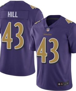 Nike Baltimore Ravens #43 Justice Hill Purple Men's Stitched NFL Limited Rush Jersey Men's