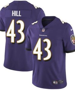 Nike Baltimore Ravens #43 Justice Hill Purple Team Color Men's Stitched NFL Vapor Untouchable Limited Jersey Men's