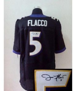 Nike Baltimore Ravens #5 Joe Flacco Black Alternate Men's Stitched NFL Elite Autographed Jersey Men's