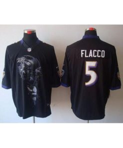 Nike Baltimore Ravens #5 Joe Flacco Black Alternate Men's Stitched NFL Helmet Tri-Blend Limited Jersey Men's