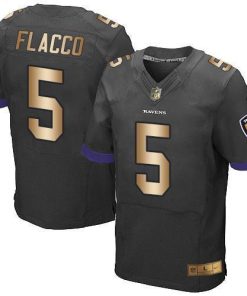 Nike Baltimore Ravens #5 Joe Flacco Black Alternate Men's Stitched NFL New Elite Gold Jersey Men's