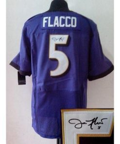 Nike Baltimore Ravens #5 Joe Flacco Purple Team Color Men's Stitched NFL Elite Autographed Jersey Men's